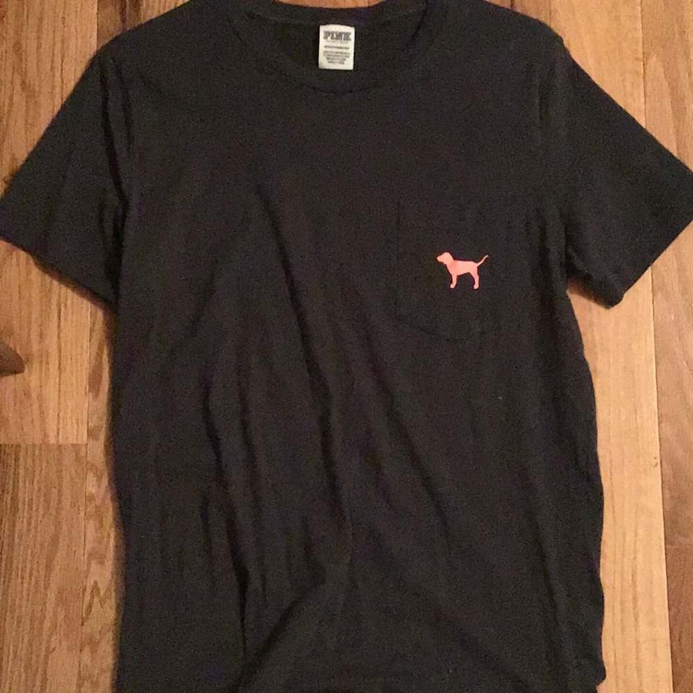 short sleeve grey pink victorias secret shirt